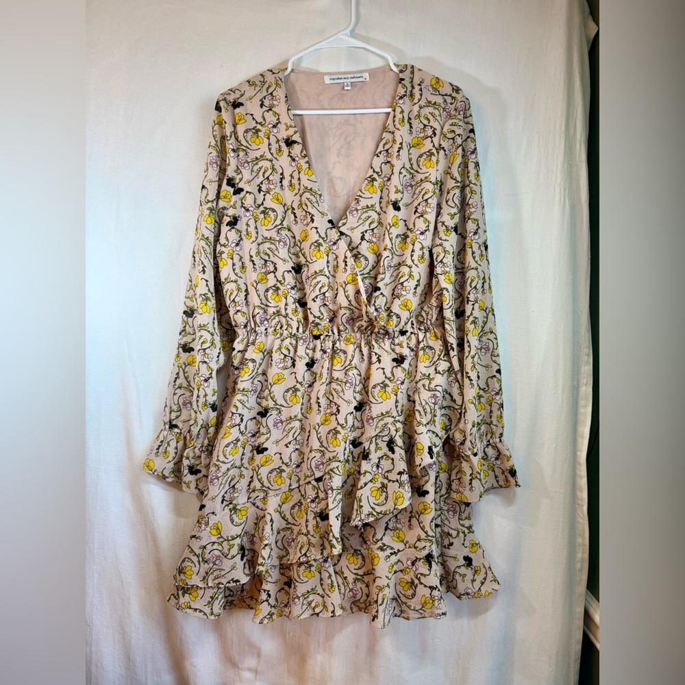 Cupcakes and Cashmere Floral Ruffle Tiered Mini Dress Boho Cottagecore